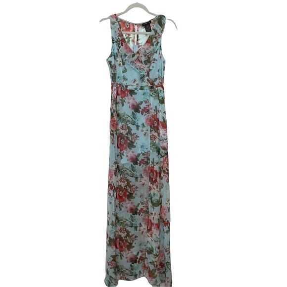 Teeze Me Mint Floral Maxi Dress - 3/4 - Picture 1 of 3